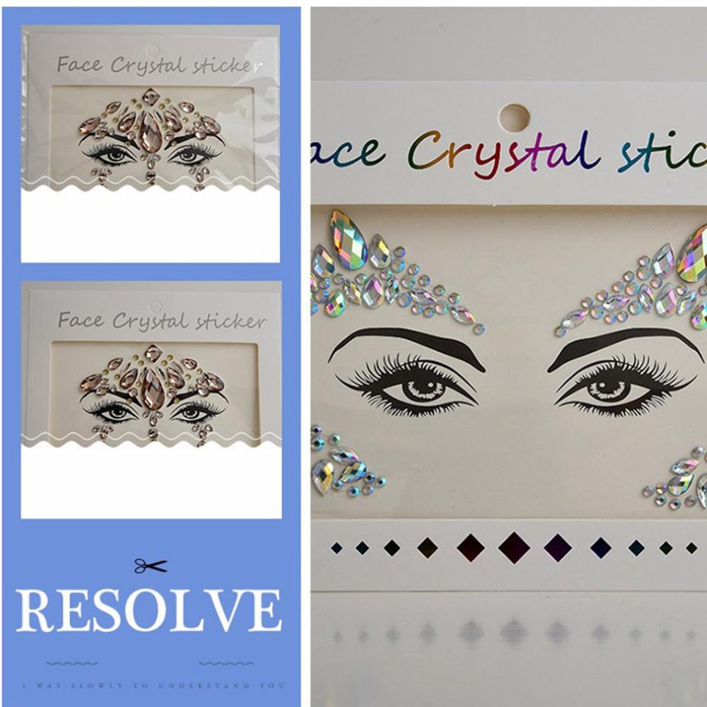 Maskerade ansikt klistremerke diamant akryl harpiks diamant ansikt klistremerke rhinestone ansikt klistremerke krystall diamant