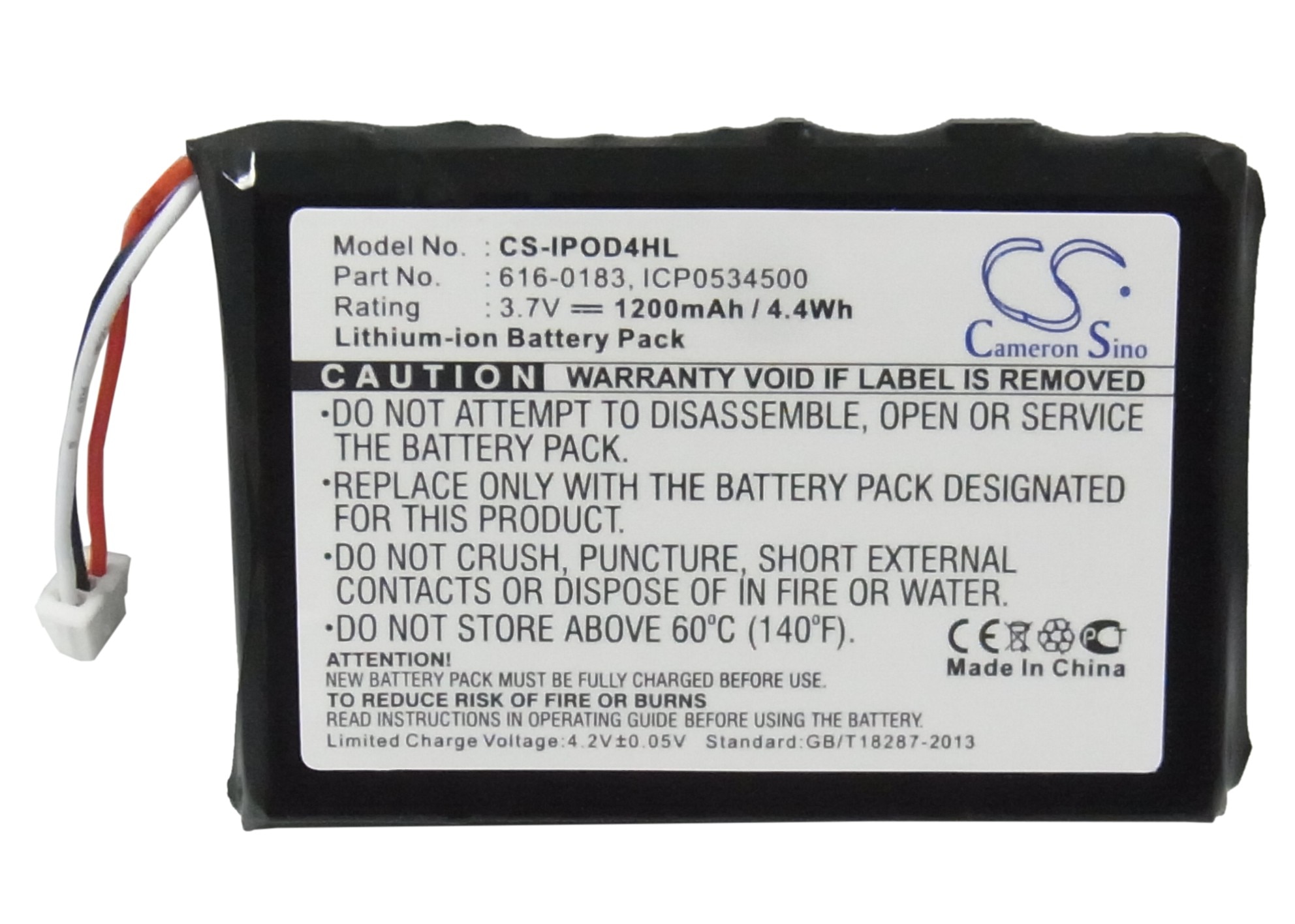 Cameron Sino 1200Mah Batterij Voor Apple Ipod 4th Generatio Foto U2 20Gb Kleur Display MA127 30Gb M9829/Een, 616-0183