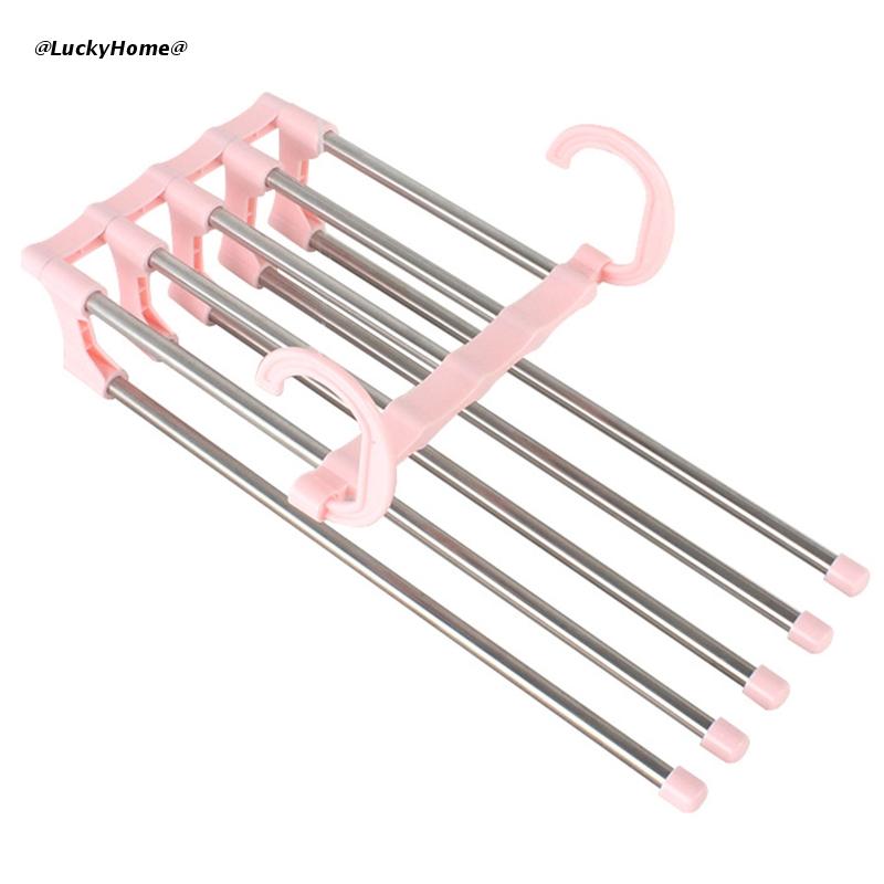Multifunction Clothes Rack Folding Coat Hanger Dryer Hanging Rail Rod Wardrobe Hooks for Bathroom Balcony Indoor Outdoor Q81C: Pink