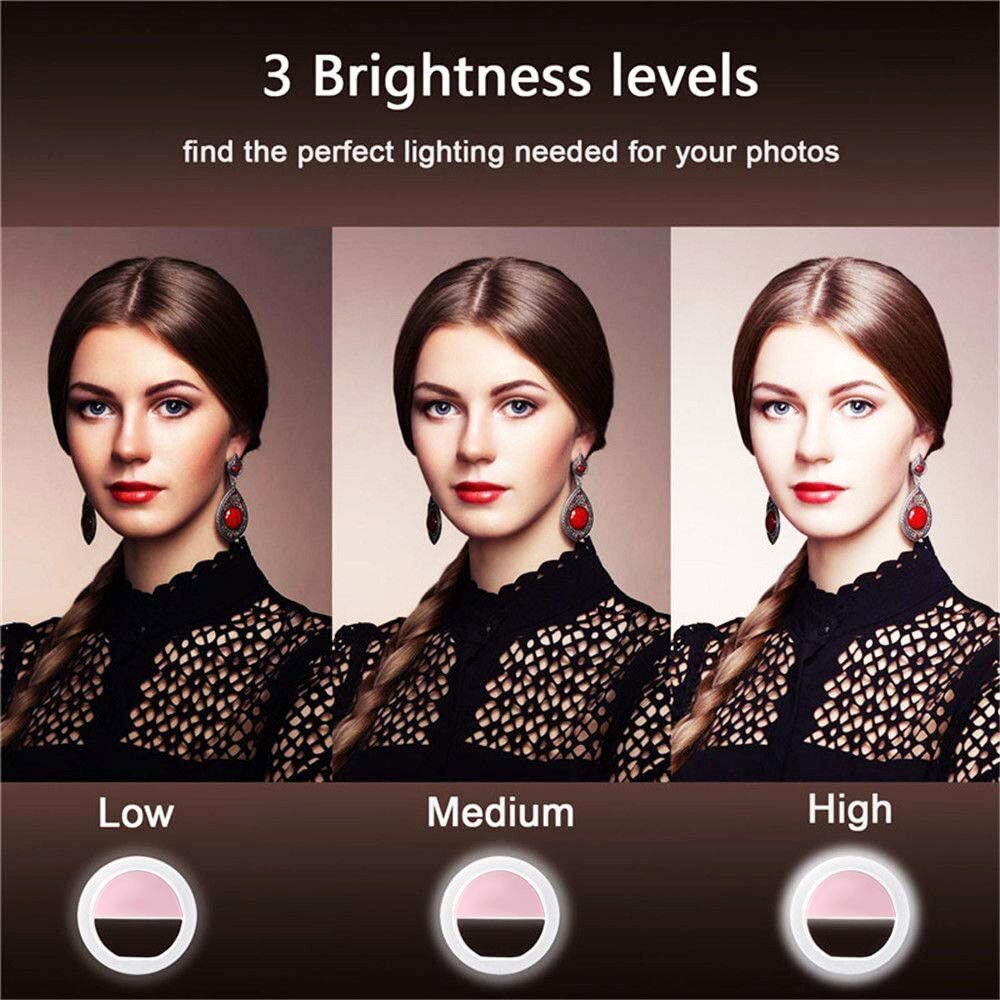 Portable Led Selfie Ring Light Universal Mobile Phone Clip Ring Lamp Flash Lens Beauty Phone Holder Fill Lamp Women Selfie Light