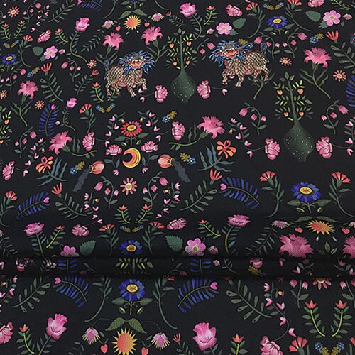 Tela de gasa de sarga de seda pura estampada Floral suave hermoso de flores, STW122
