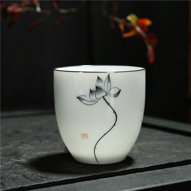Chanshova tradicional estilo chinês 150ml sob vitrificado mão desenhada padrão cerâmica xícara de chá porcelana porcelana café copos g001: 3