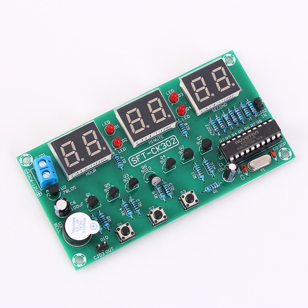 6 Bit DC 6V-12V LED Electronic Clock Module Alarm Clock Countdown Stopwatch Multi-function Digital Electronic Clock Board