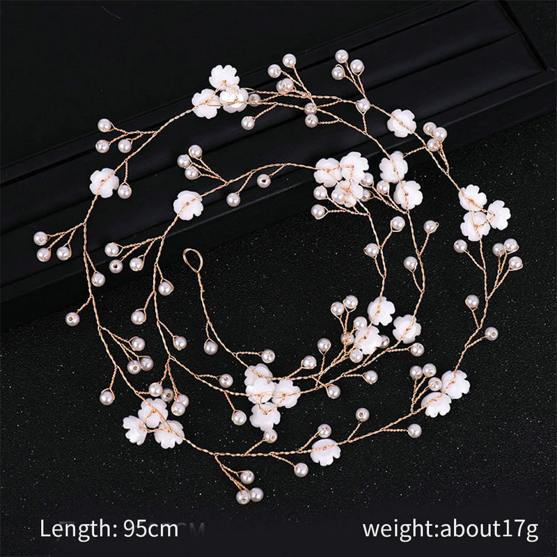 Damen Zarte Elegante Haar Zubehör Braut Hochzeit Simulation Perle Kopfschmuck Frauen Blume Haar Reben Kopfschmuck