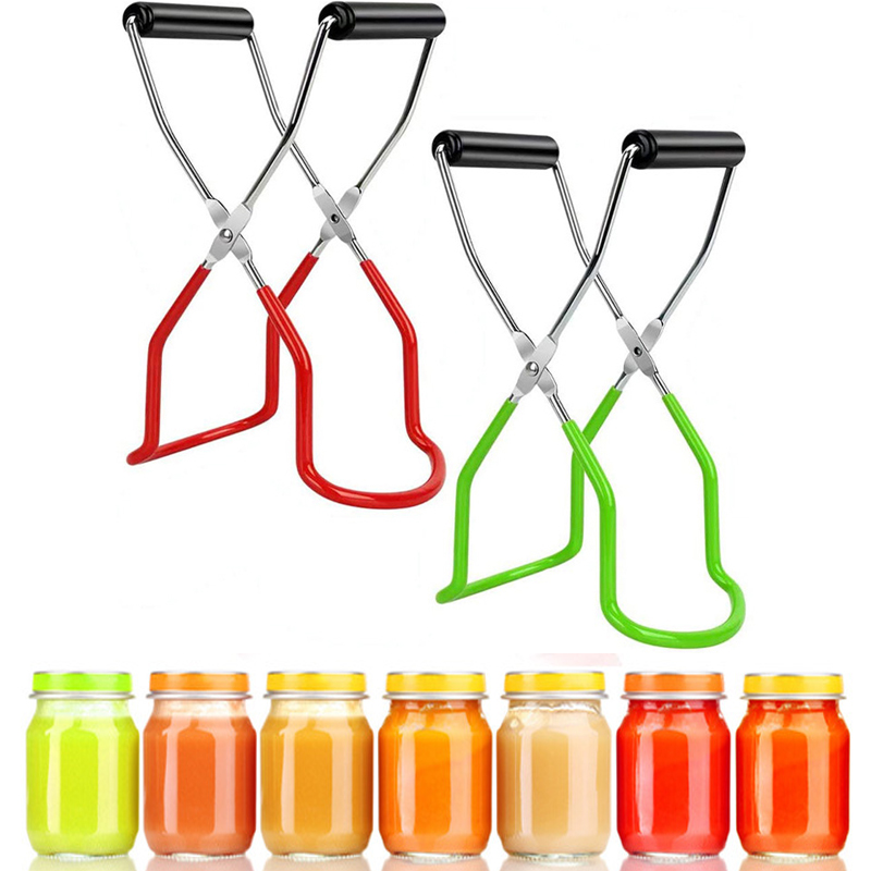 Pinzas elevadoras para tarros de conservas, pinzas para latas de acero inoxidable con mango de agarre, soporte para botellas de vidrio antideslizante resistente al calor, herramienta de cocina