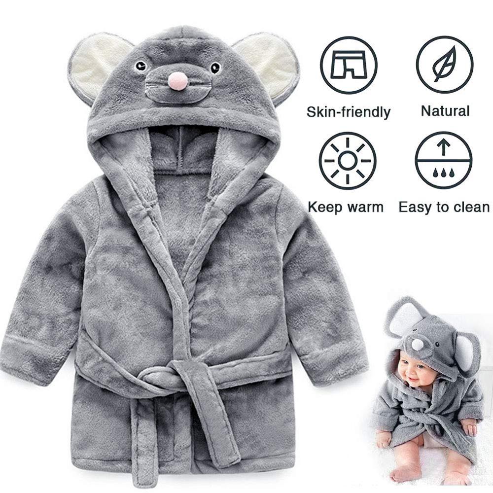 Baby hætte badekåbe sødt animalsk design flannel ultra blødt badehåndklæde til 2-6 år gammelt småbørn børn pyjamas nattøj badevikle