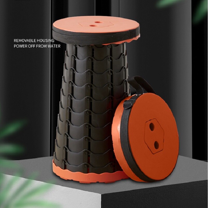 Silla plegable telescópica portátil para exteriores, taburete de plástico ajustable en altura, asiento pequeño para acampar, pescar y salir