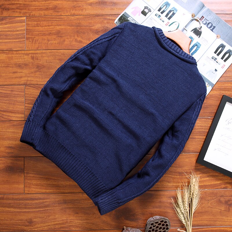 Casual vintergensere herre ensfarget rund hals slim fit elastisk strikket genser herre genser herre varm genser homme