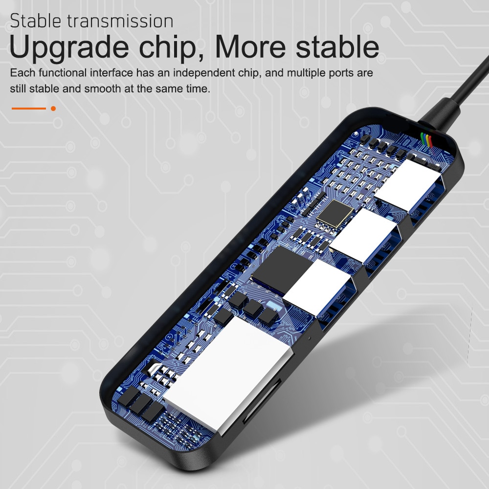 Usb C Hub Type C Naar Multi Usb 3.0 Tf/Sd-kaartlezer Micro Opladen Hoge Snelheid Splitter Adapter voor Macbook Pro/Air Laptop Tablet Huawei P30 Matebook Xiaomi Notebook Usbc Type C Hub Dock