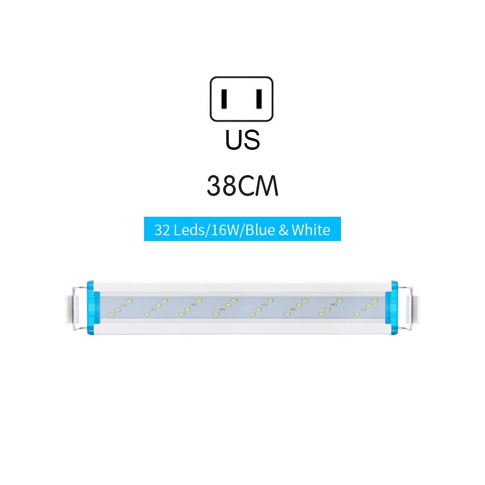 Aquarium Lighting Aquatic Plant Light Super Slim Blue LEDs 18-48CM Waterproof Clip On Lamp For Fish Tank Plant Grow Lighting: US 38CM