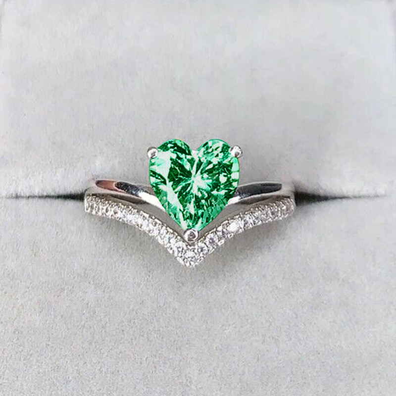 Huitan 2023 Trendy Heart Cubic Zirconia Women Rings for Engagement Wedding White/Pink/Green/Colored Love Rings Eternity Jewelry: 11 / black