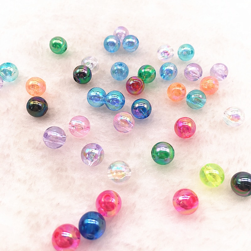 50 stuks 8mm AB Kleur Ronde Acryl Kraal Losse Spacer Kralen Voor Sieraden Maken DIY Armband