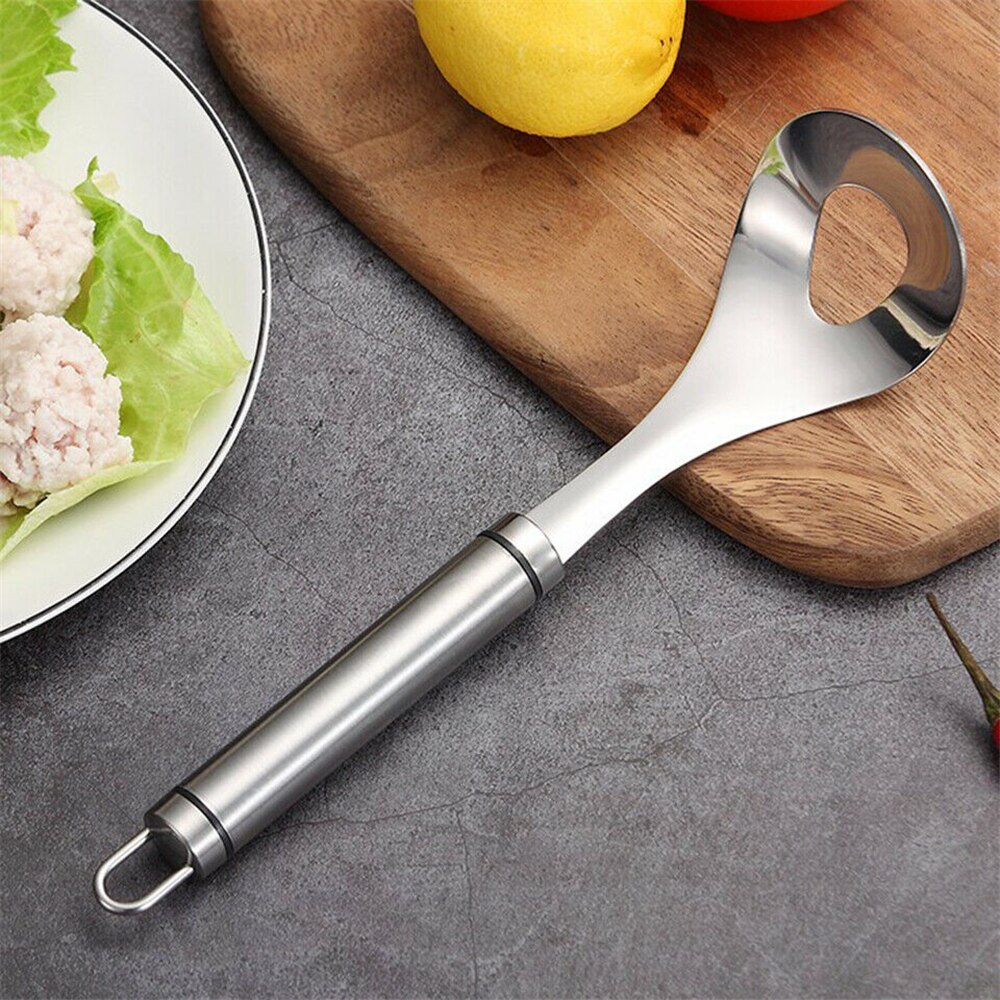 Rostfritt stål köttbullar sked non stick form för hem kök pryl redskap hängande hål.