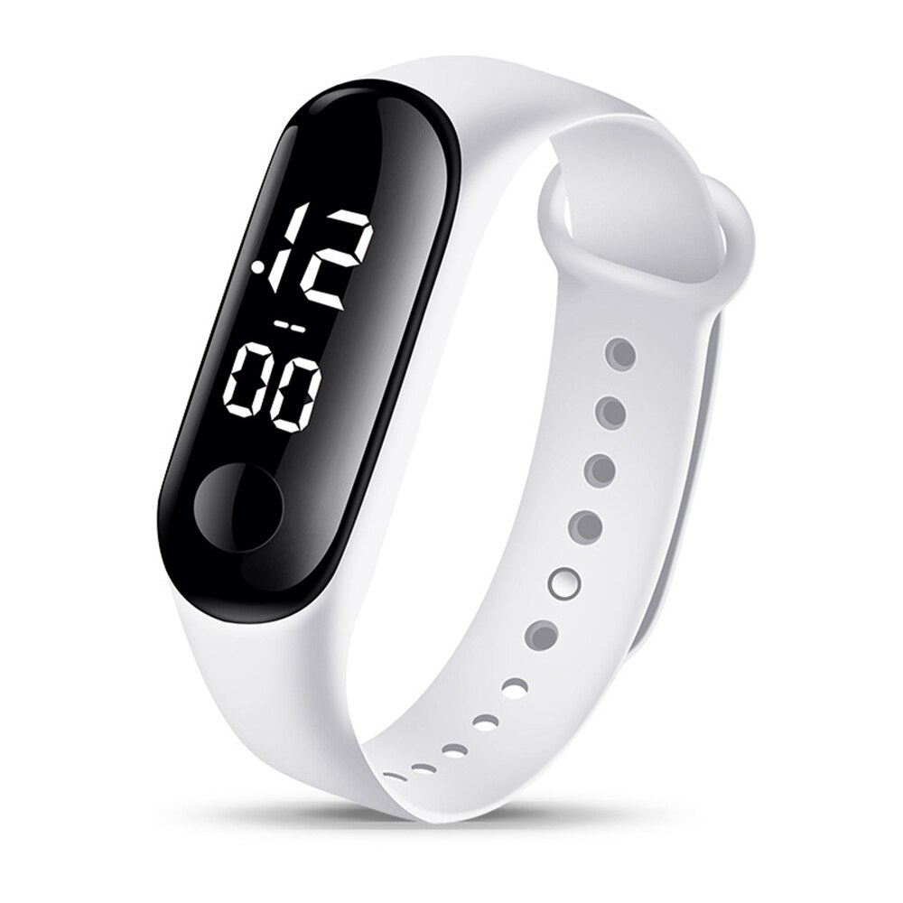 Montre numérique de luxe en Silicone, écran tactile, lumière blanche, étanche 50M, pour hommes et femmes, avec cadran haute définition, personnelle, LED: White