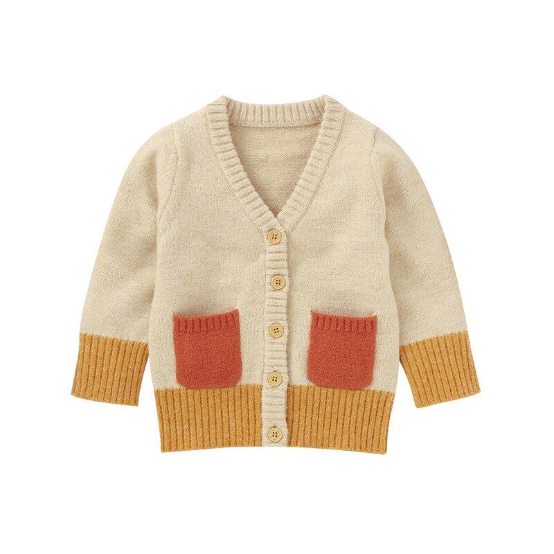 Baby's Sweater Knit Cardigan Buttons Single breasted Contrast Color V-neck Soft Tops Newborn Infant Girl Boy Knitted Coat 0-2Y: 24M