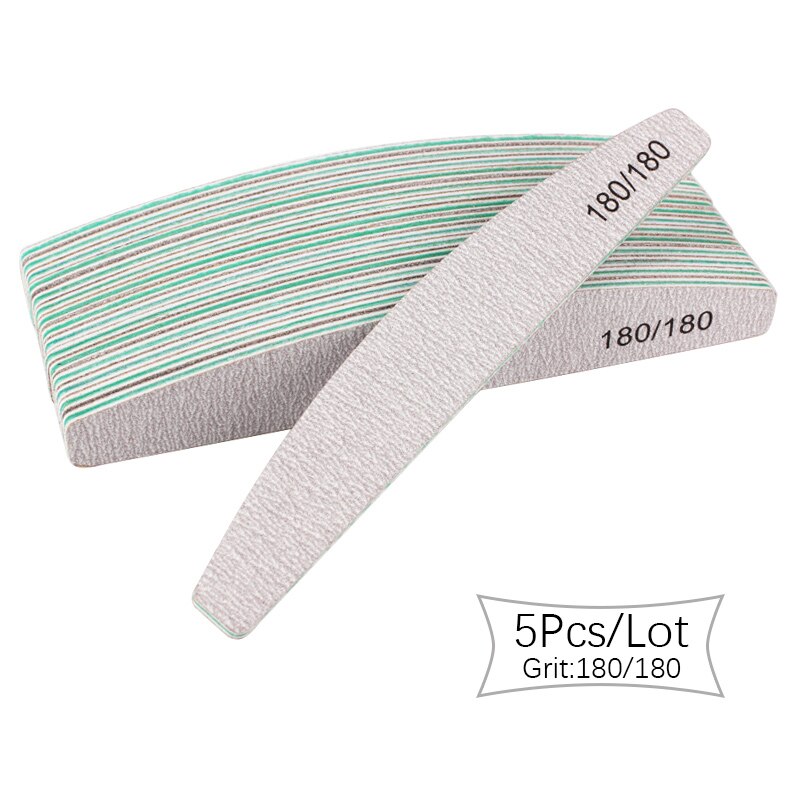 5pz/10pz lime per unghie colorate per barche in carta vetrata 80/100/150/180/240 tampone di carta vetrata grigia smeriglio bordo manicure accessori per unghie: 5pezzi 180-180 Grit