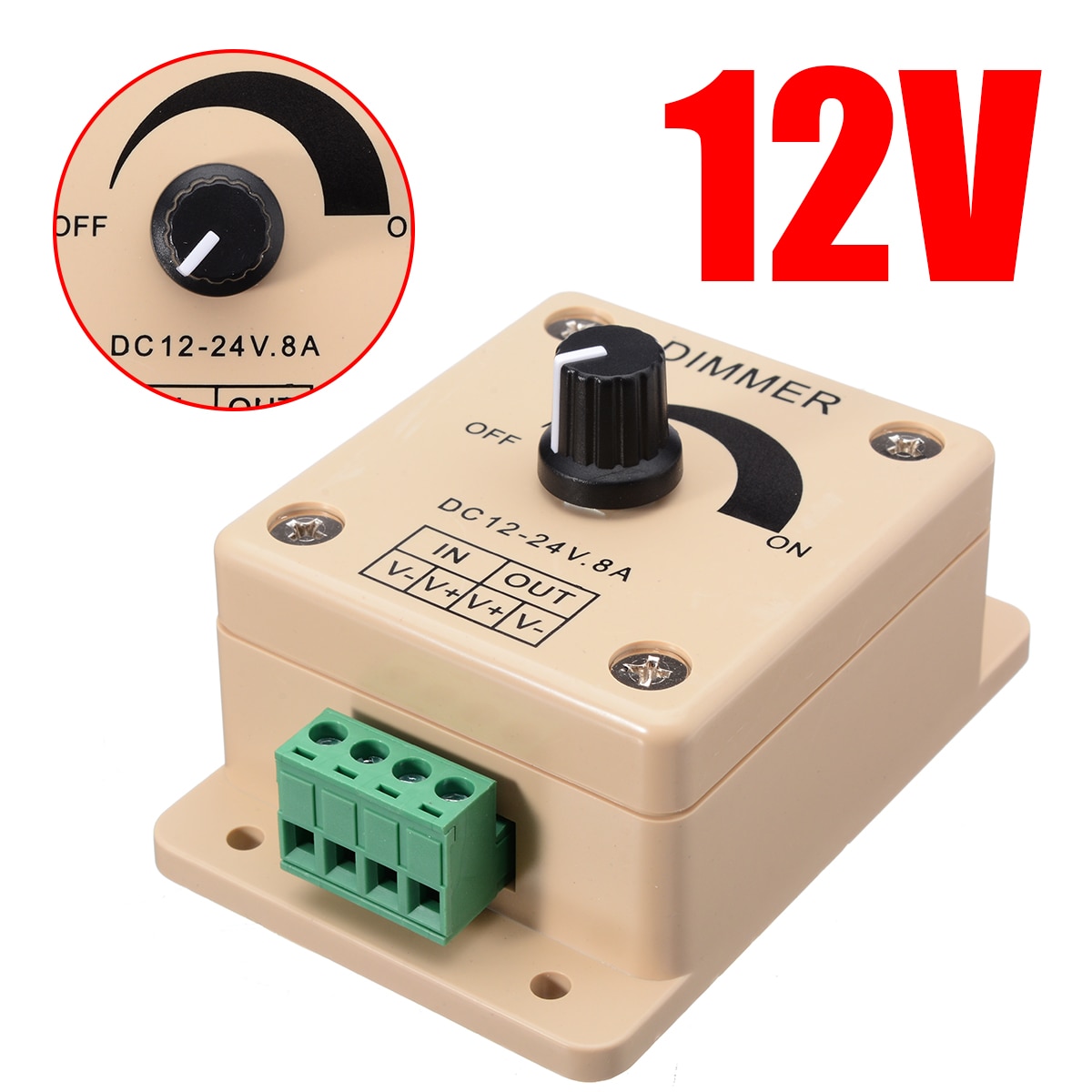 Adjustable 12V 8A LED Strip Light Switch Dimmer Brightness Controller Easy Simple Install Special For LED Lamp Adjusting