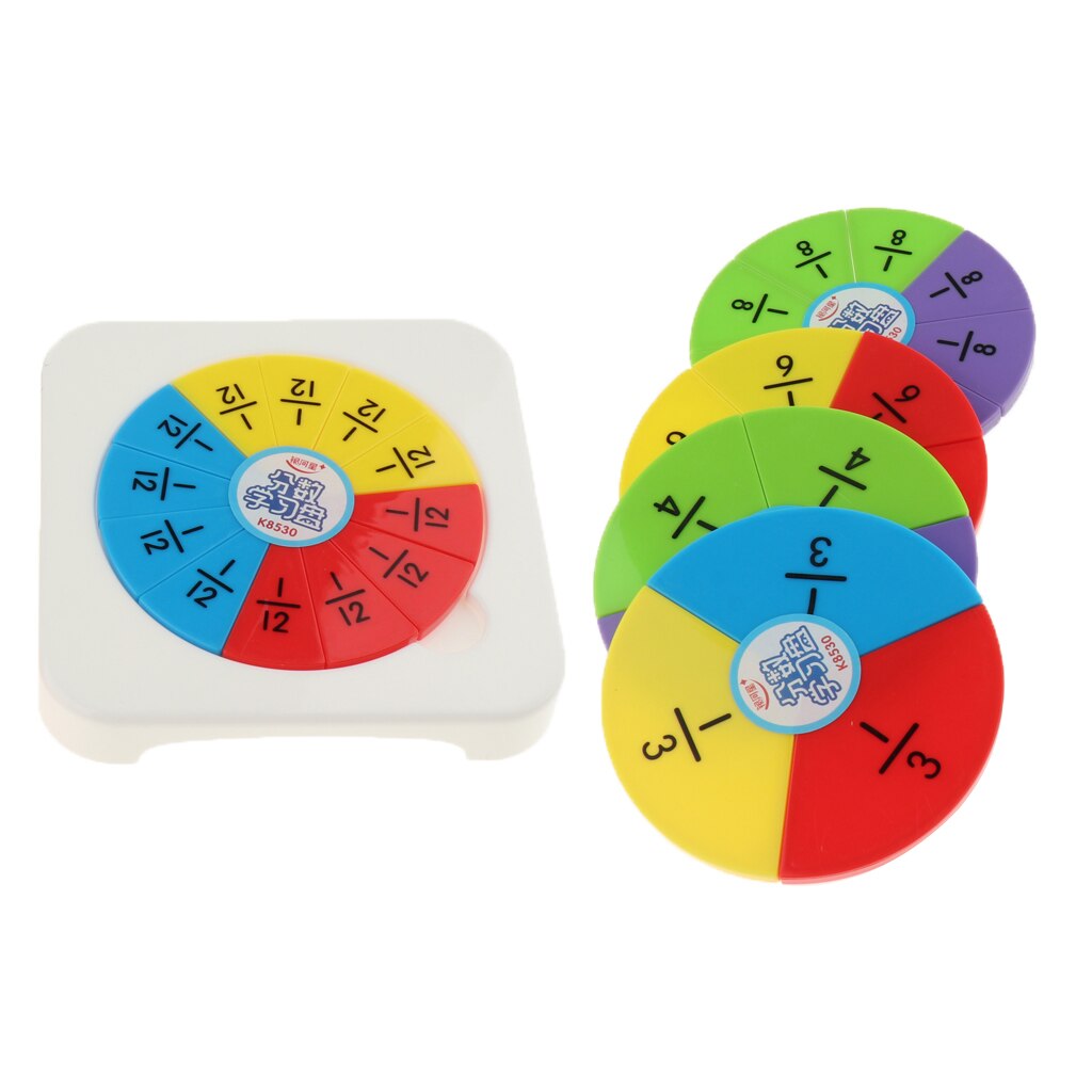 Fraction Circles - Set of 5 Values and Colors - Teach Fraction Equivalents and Parts to Whole