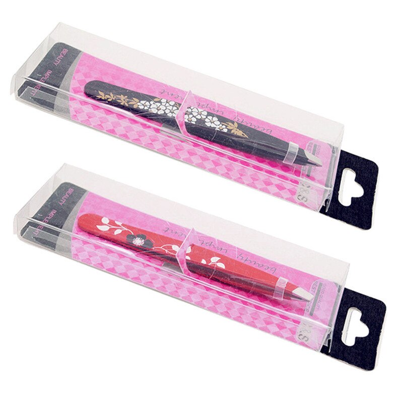 1Pc Rvs Gedrukt Wenkbrauw Pincet Slant Tip Ontharing Wenkbrauw Pincet Tool Willekeurige