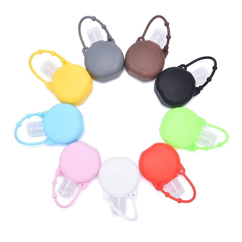 5 stuks 30ml siliconen ronde fles sleutelhanger handwasgel dispenser sleutelhanger handdesinfecterend middel schooltas sleutelhanger