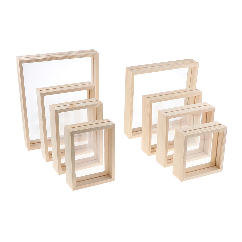Transparent Single Picture Frame Wooden Frame Decor with Glass Cover Wall Antique Glass Modern Photo Frame