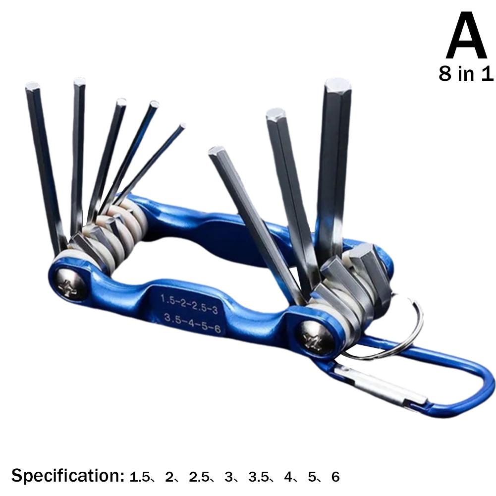 Juego de llaves Allen plegables 8 en 1, juego de llaves Allen métricas, herramienta o juego de llaves Torx plegables a prueba de manipulaciones, Kit de llaves portátiles: GOLD