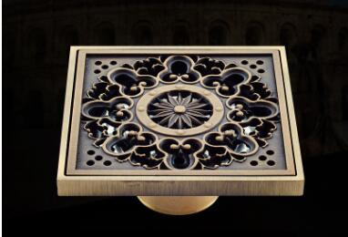 Golvbrunnar antik mässing dusch golvbrunn badrum deodorant euro fyrkantig golvavlopp sil täcka galler avfall  pf92807: D