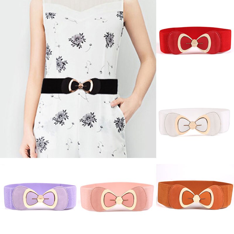 Faja elástica ancha de mariposa grande, cinturón de lazo para mujer, cinturón con hebilla, cinturón de vestir, accesorios Cinch