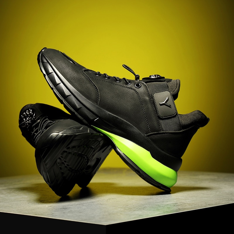 Trend efterår vinter løbesko lædersømme sportssko komfortable mænd sneakers zapatillas atletiske sneakers
