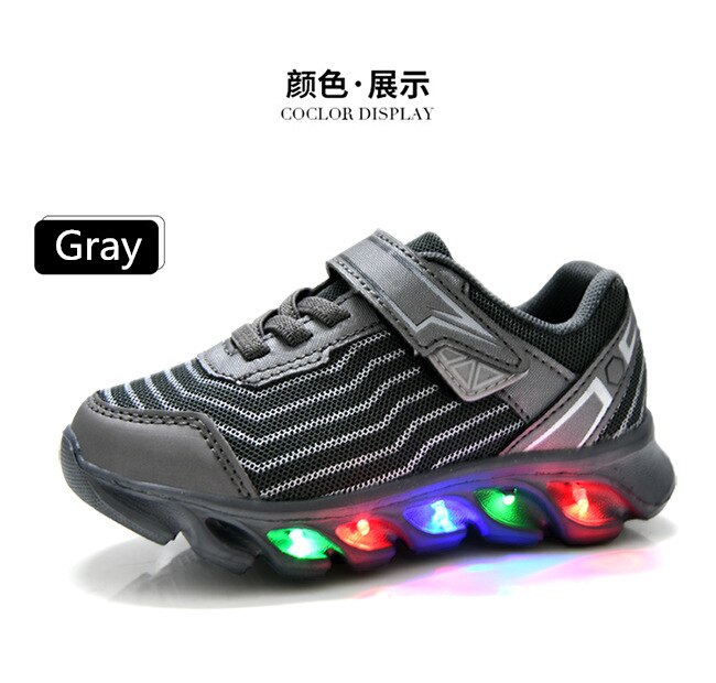 Maat 28-34 Kinderen Led Schoenen Jongens Meisjes Verlichte Sneakers Gloeiende Schoenen Voor Kid Sneakers Jongens Baby Sneakers met Lichtgevende Zool: Grijs / 32