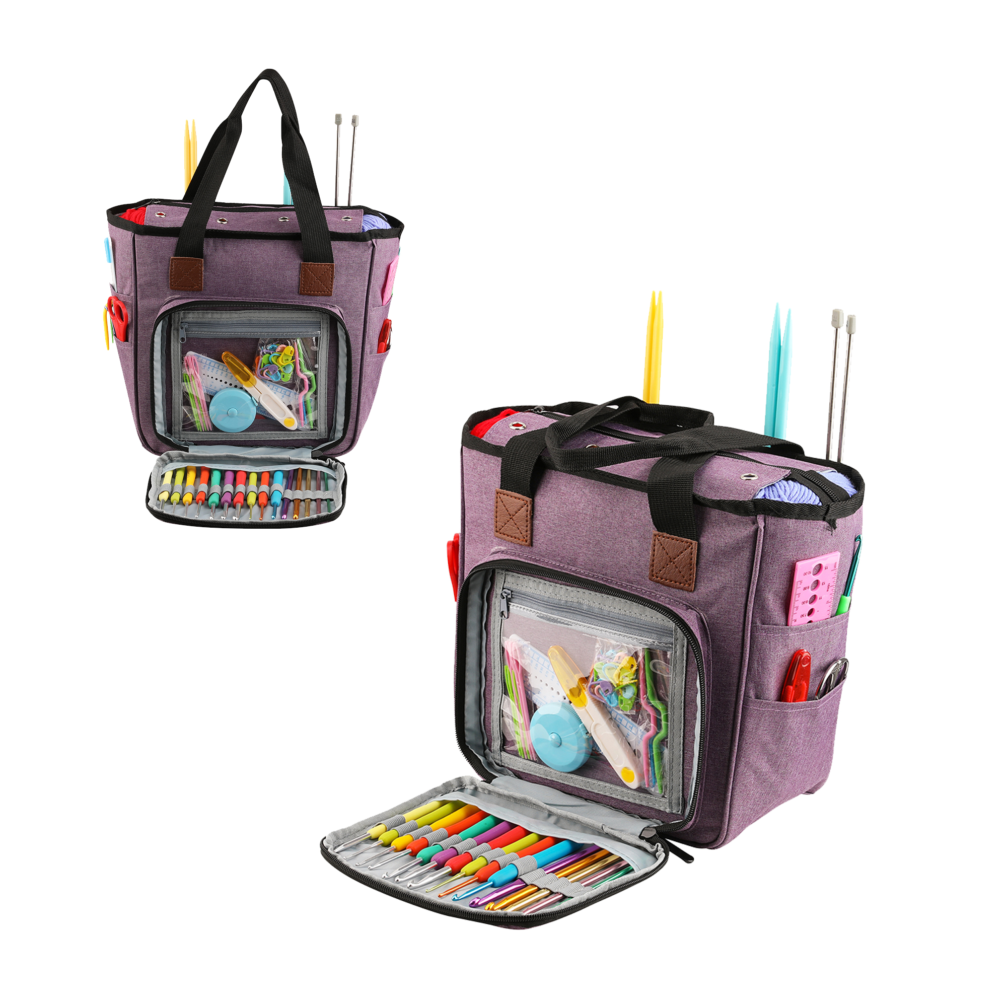 KOKNIT-Bolsa de mano para tejer, bolsa de almacenamiento de hilo para agujas de tejer, ganchos de ganchillo y accesorios de costura, Kit de costura DIY, bolsa para mamá