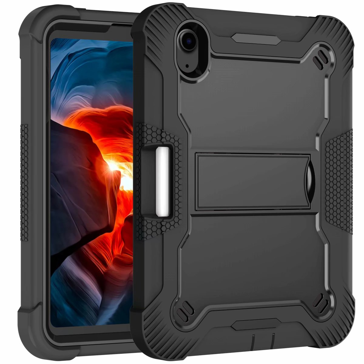 3 layers Full Body Protective shockproof hard PC+ Soft Silicone Cover Kickstand Cases for iPad Mini 6 Case: black