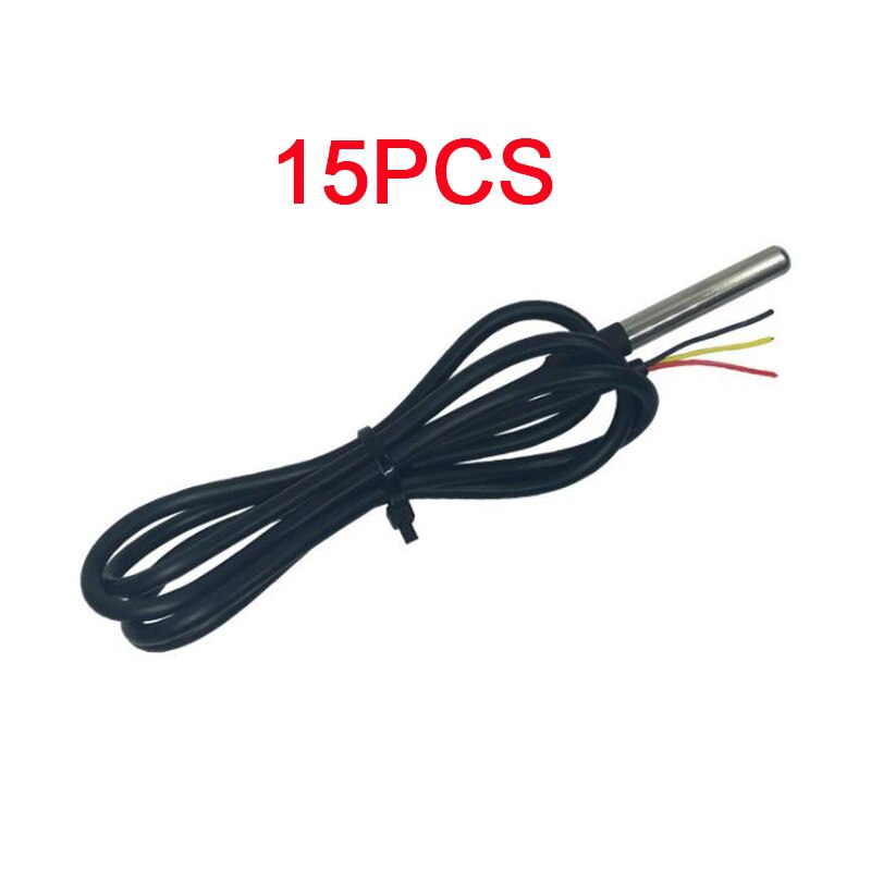 DS18b20 Temperature Sensor, 5 15 20 10pcs/lot DS18b20 Waterproof Temperature Sensor With Stainless Steel Probe Temperature Tool: 15pcs