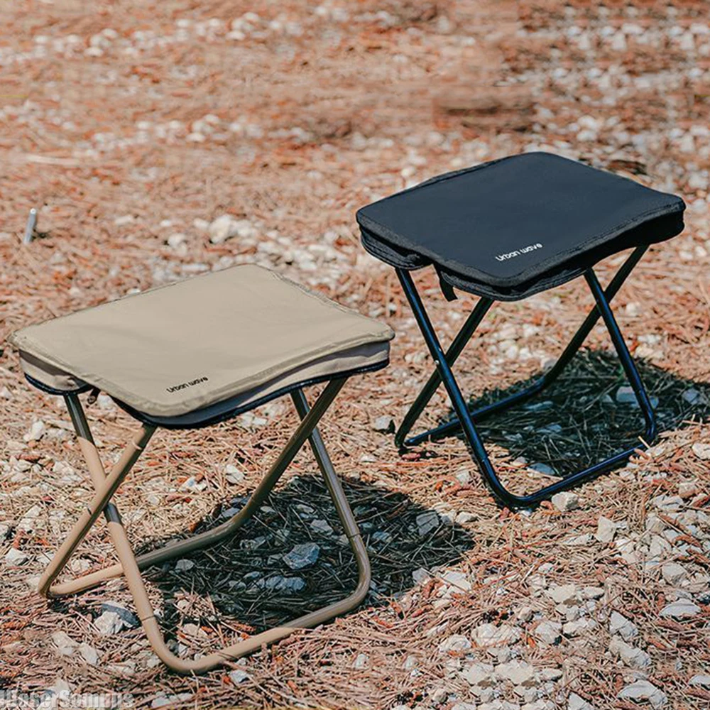 Taburete plegable portátil para exteriores, silla ultraligera con soporte de carga fuerte, accesorio para acampar, pescar, hacer colas