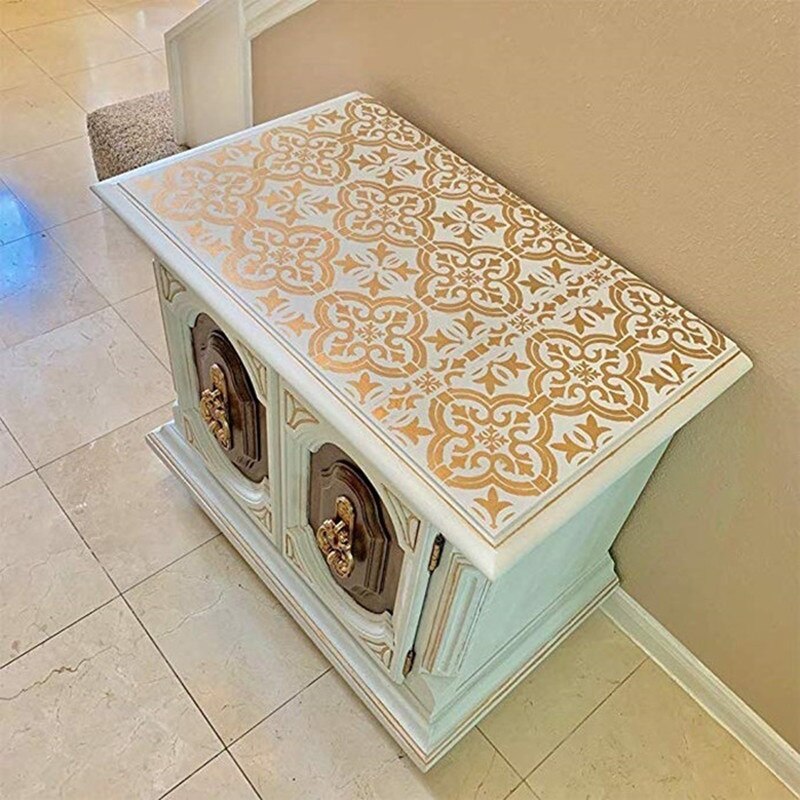 30 * 30cmDIY stencil painting template retro flower pattern model wax paper tile wall floor furniture decorative painting mold