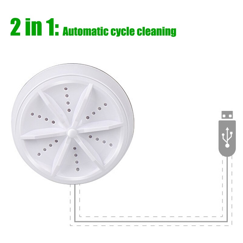 Foldable Mini Washing Household Machine Rotating Ultrasonic Turbines Washer USB Charging Laundry Clothes Cleaner for Home Travel: 2 in 1 Turbo