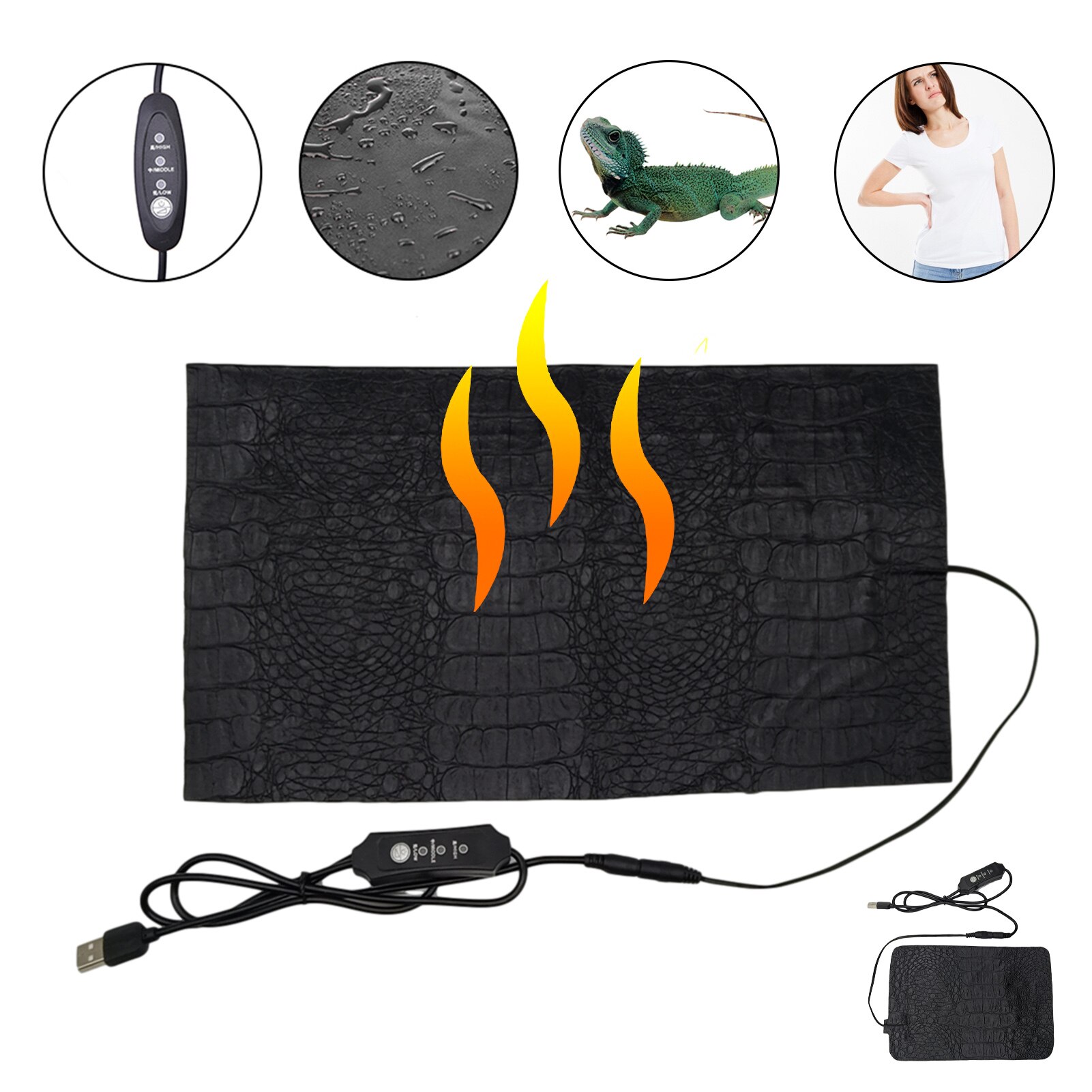 Alfombrilla de calor para Terrario de Reptiles, almohadilla calefactora para mascotas, manta eléctrica para Reptiles, tortugas, serpiente, lagarto, Hamster