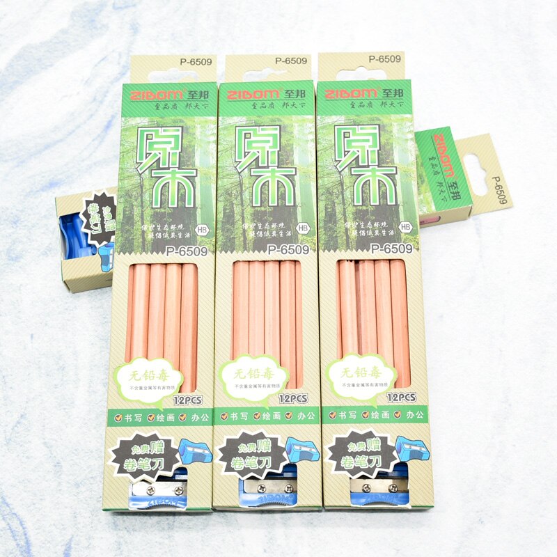 12 stuks/doos van natuurlijk hout potlood refill houtskool gemaakt van niet giftig potlood school tekening levert