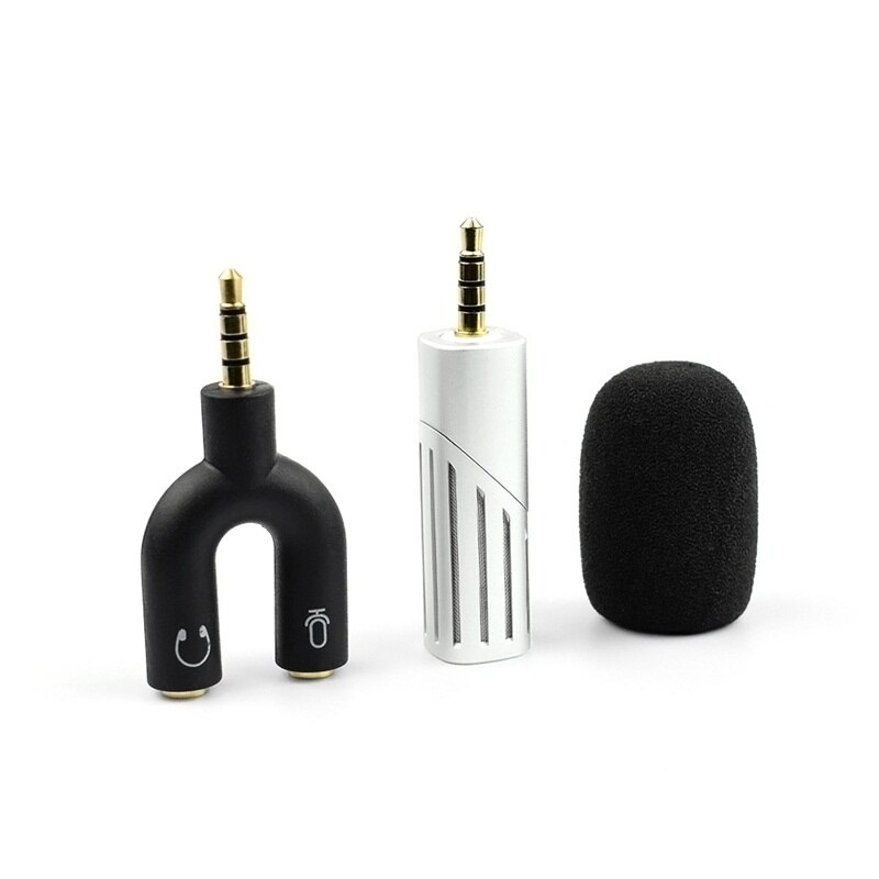 FELYBY Draadloze mini condensator microfoon voor mobiele telefoon opnemen video karaoke draagbare mic: Silver