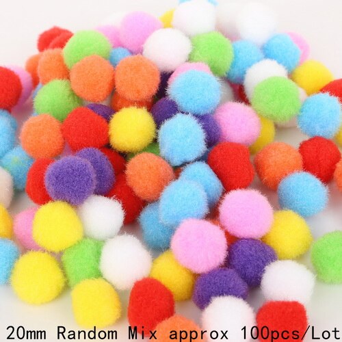 100-500 Teile/los Gemischt Weiche Runde Förmigen Pompom Bälle Flauschigen Pom Pom Für freundlicher DIY Bekleidungs Handwerk 10mm/15mm/20mm/25mm/30mm: 20mm 100stck