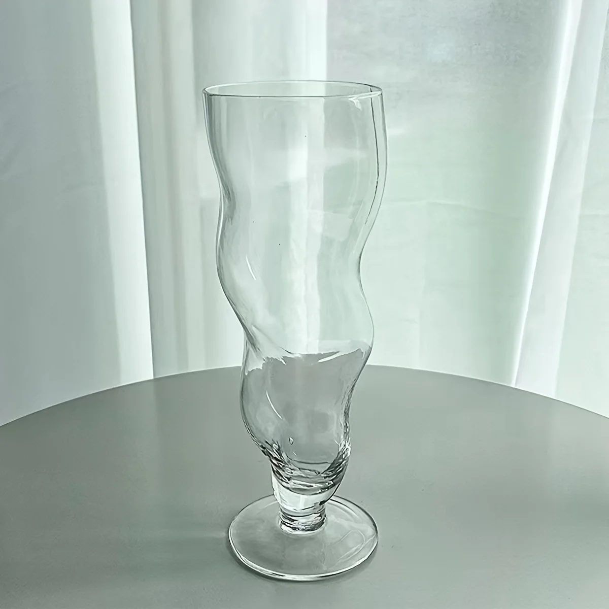 1pc 18oz bølget buet glaskop gennemsigtig tyk glastumbler personlighed kold drik juice kaffekrus genanvendeligt glas