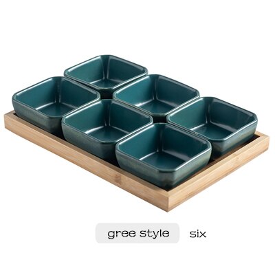 ceramic grid fruit plate snack plate serving platter Japanese small dish with tray Home desktop dried fruit snack tray: N