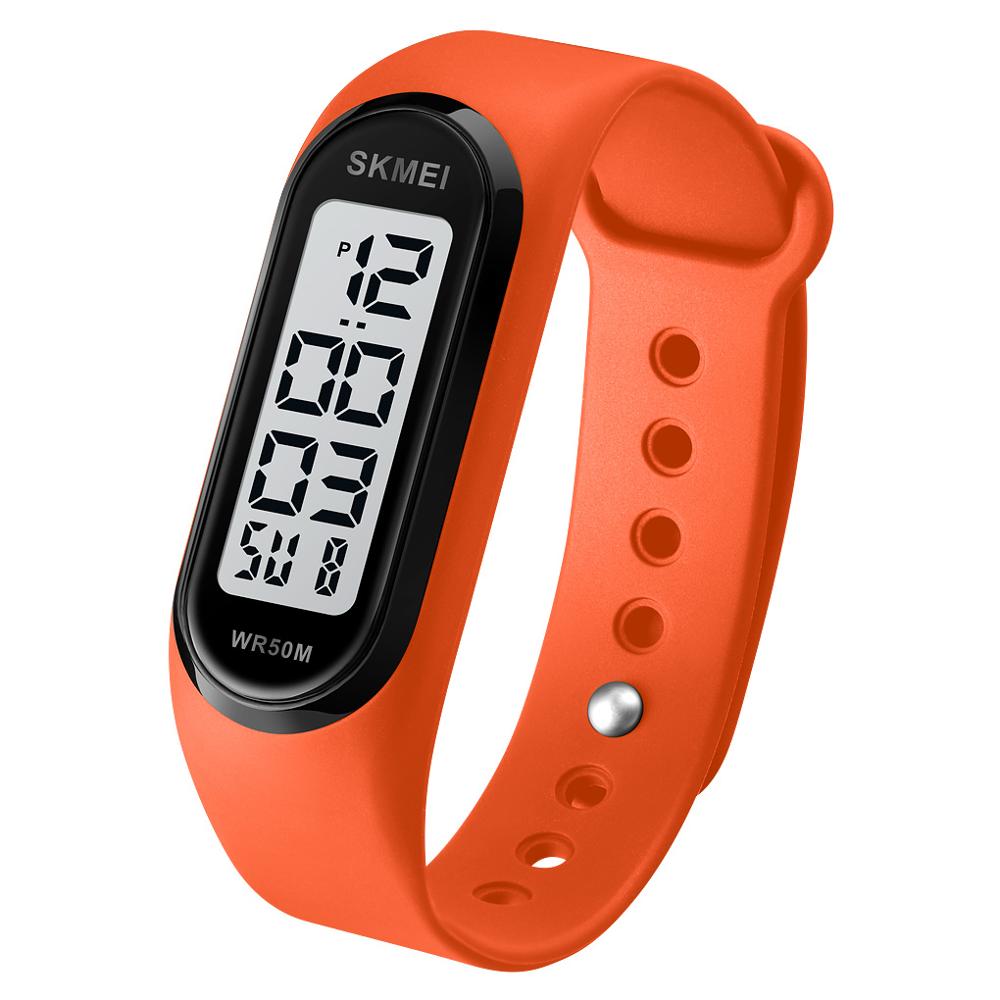 Simple Women Sports Watch Luminous Bracelet SKMEI Women Silicone Electronic Digital Watches 50M Watchproof Watch Ladies: orange-white