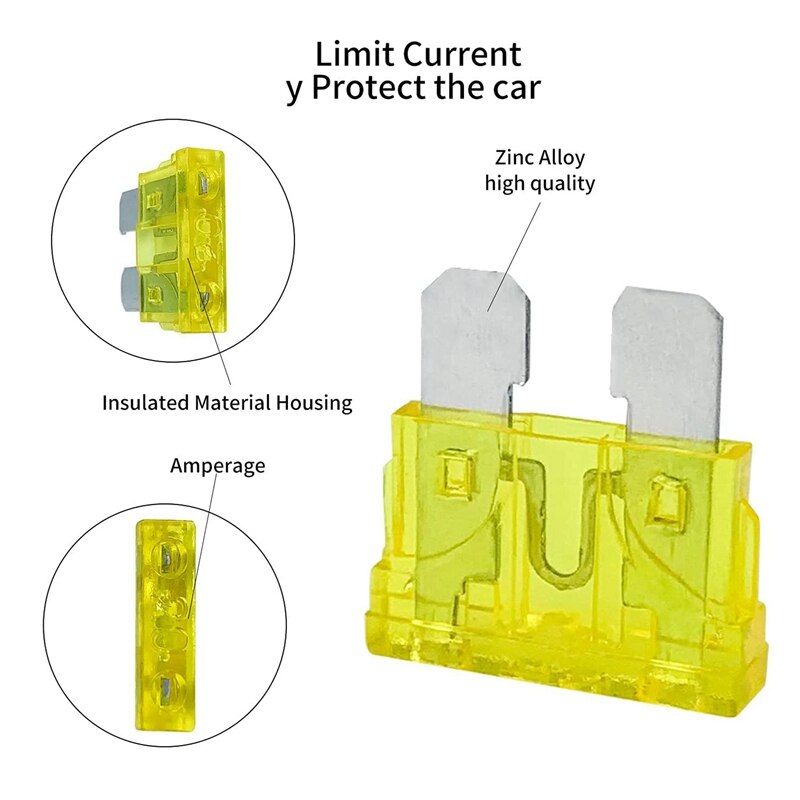 300Pcs Car Mini Fuse Kit 2A 3A 5A 7.5A 10A 15A 20A 25A 30A 35A 40A Fuse with Replacement Clip for Cars and Motorcycles