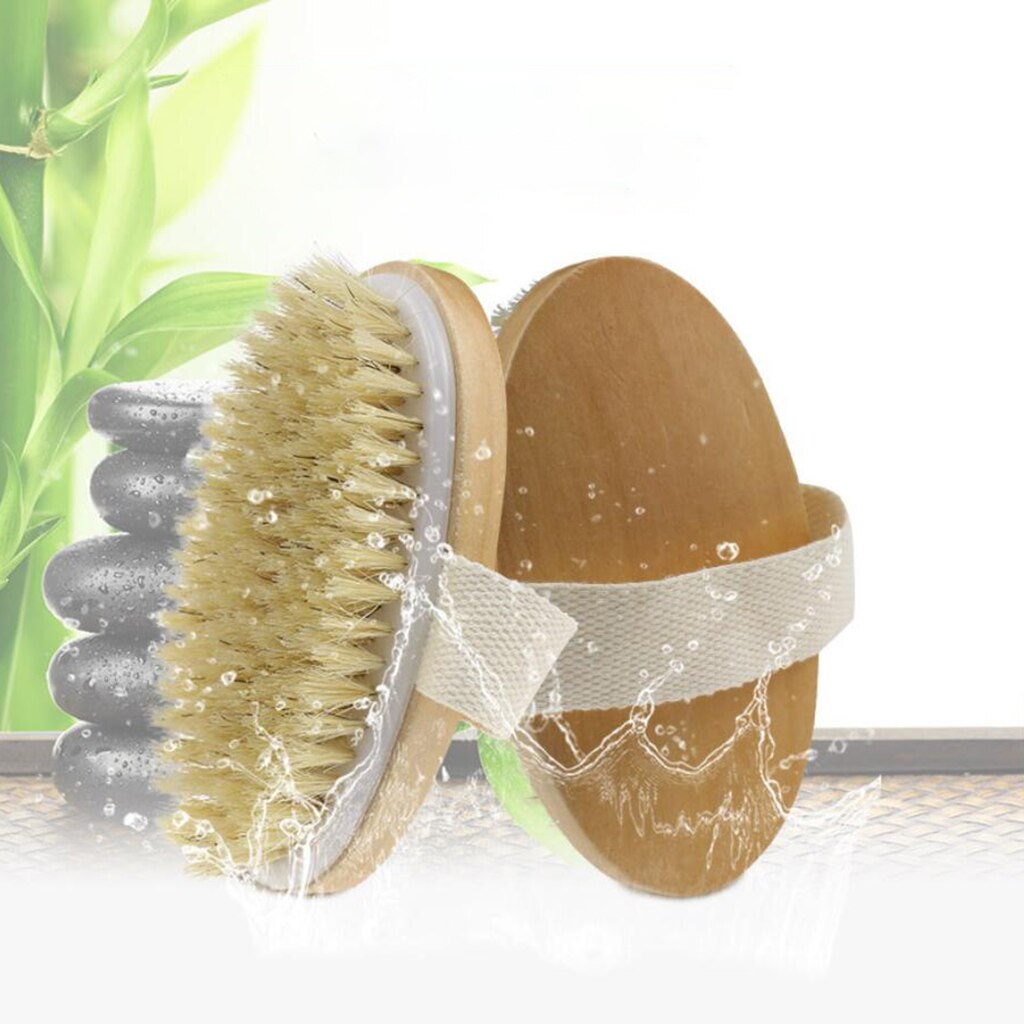 Dry Skin Exfoliation Bath Body Brush Natural Bristle Spa Brush Scrubber Dry Skin Exfoliation Bath Shower Brush Natural