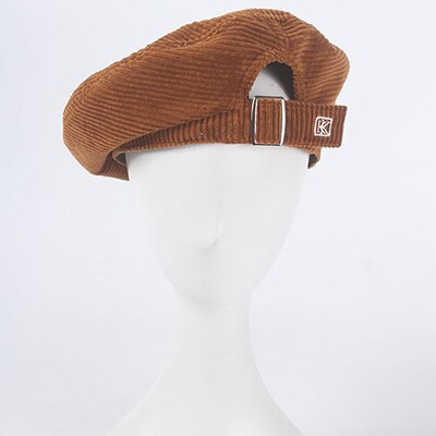 Boina joejerry bonita para mujer, gorra plana, sombrero de pana bordado, boina para chicas, novedad: buckle coffee beret