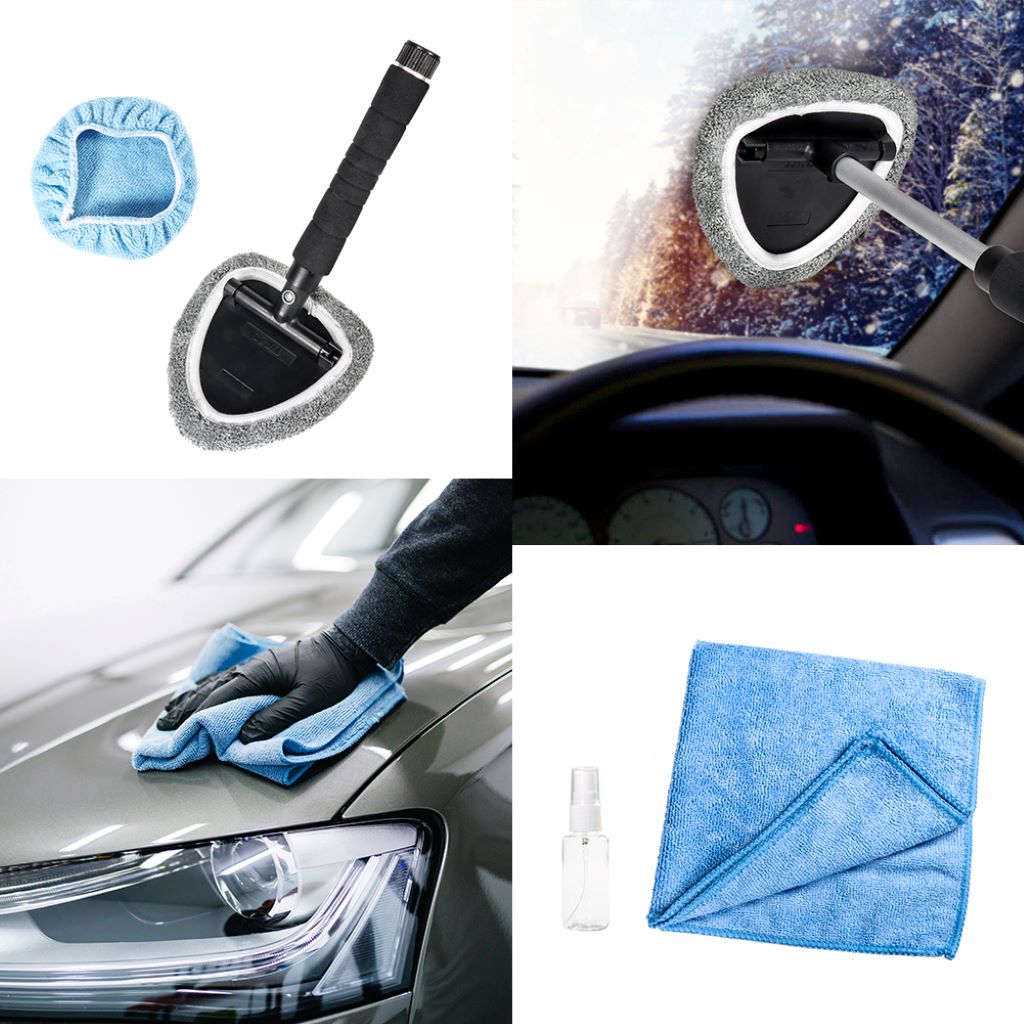 WINDSCREEN CLEANER Long Reach Microfiber Glass Cloth Demister Pad Car