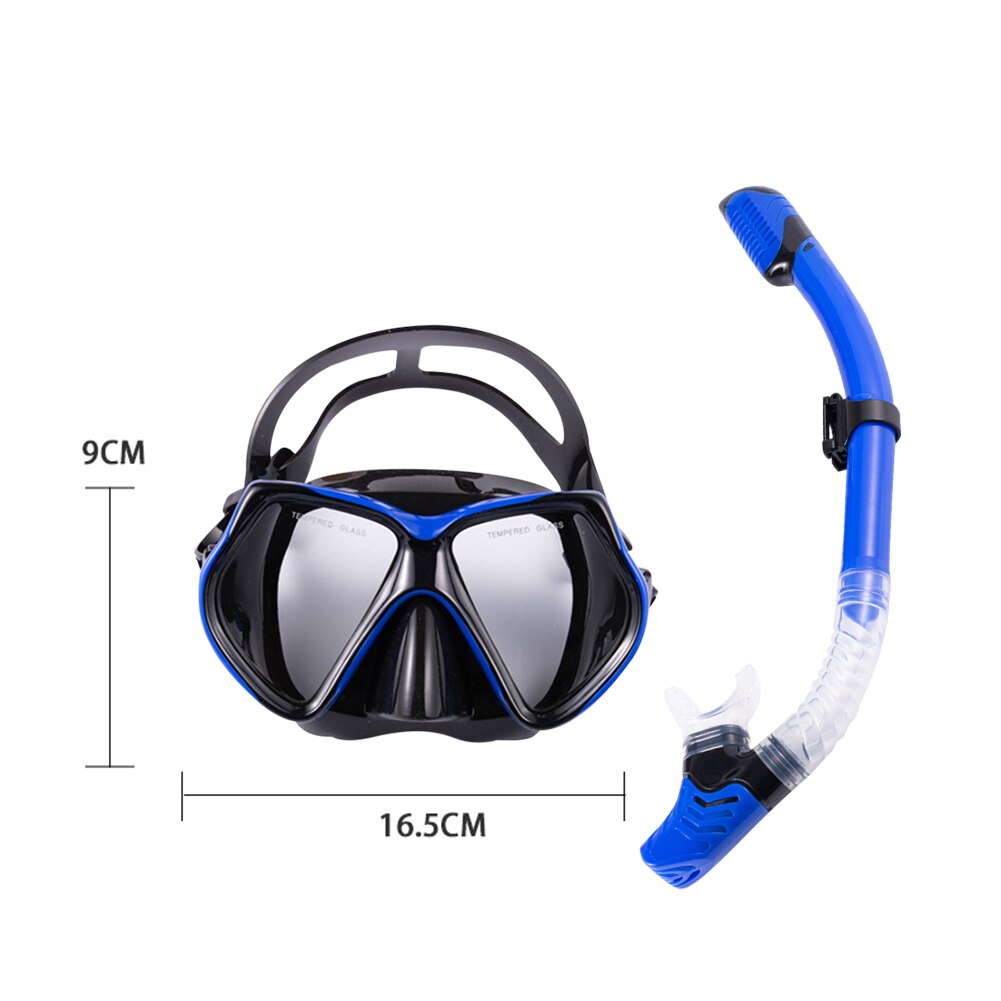 Profesjonalna maska do nurkowania, snorkelingu i fajki gogle okulary nurkowanie pływanie zestaw rurki oddechowej maska do nurkowania sprzęt do pływania: B Blue