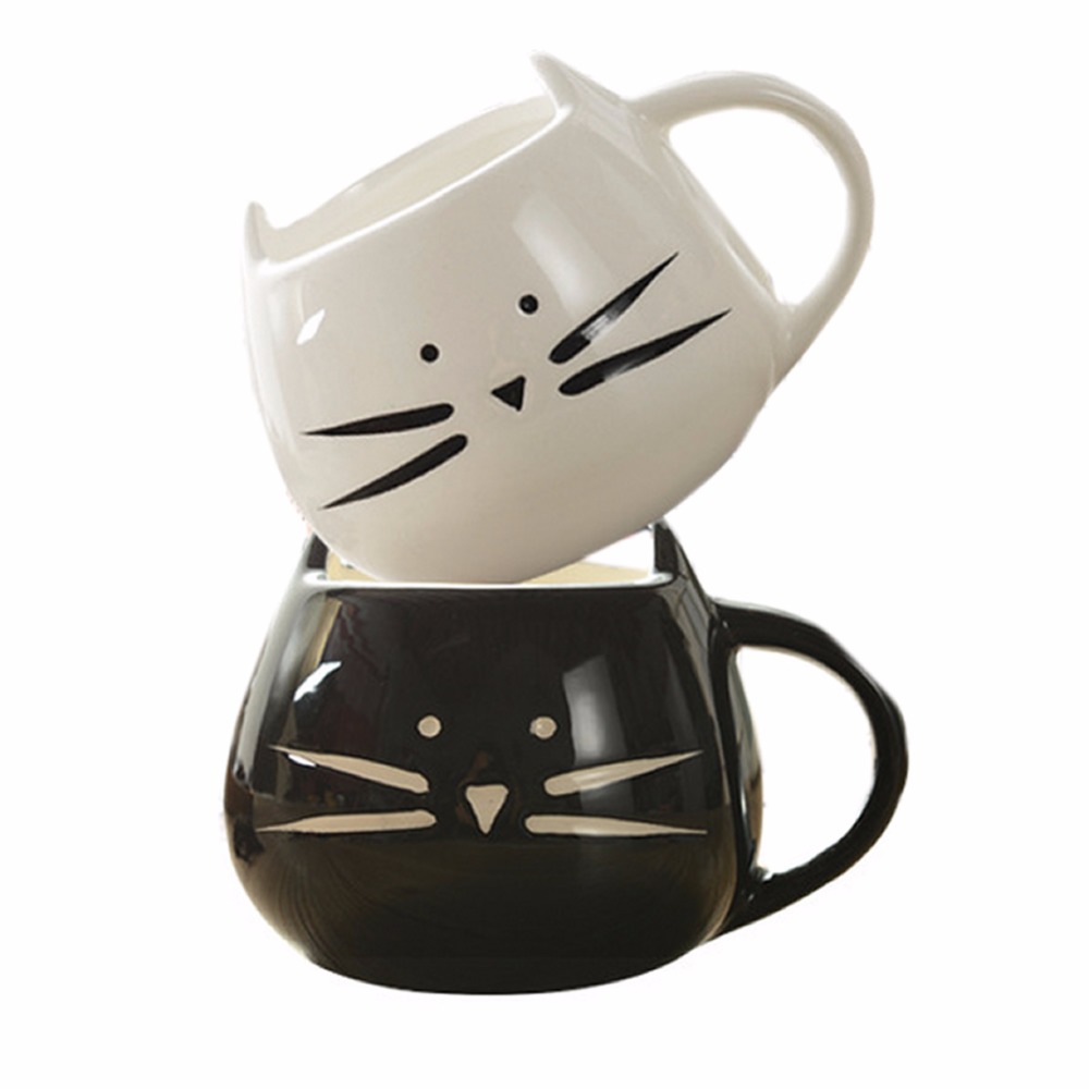 Taza de cerámica blanca/negra para parejas, taza para amantes, café, leche, 420ml