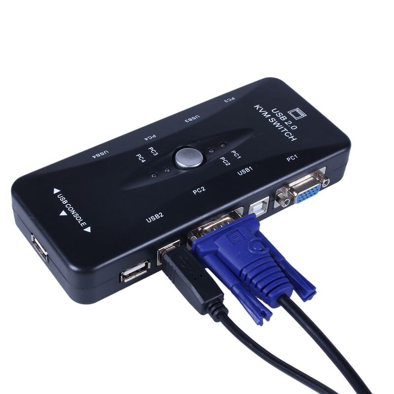 4 Port USB 2.0 KVM Switch Box + 4 KVM Cables Keyboard Monitor VGA SVGA PC Laptop
